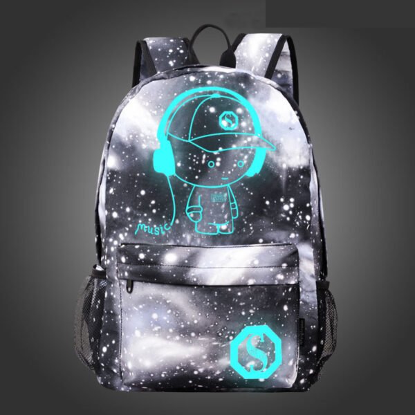 Starry Night Light Children's Backpack Oxford Cloth Print Backpack Middle School Girls' School Bag - Image 5