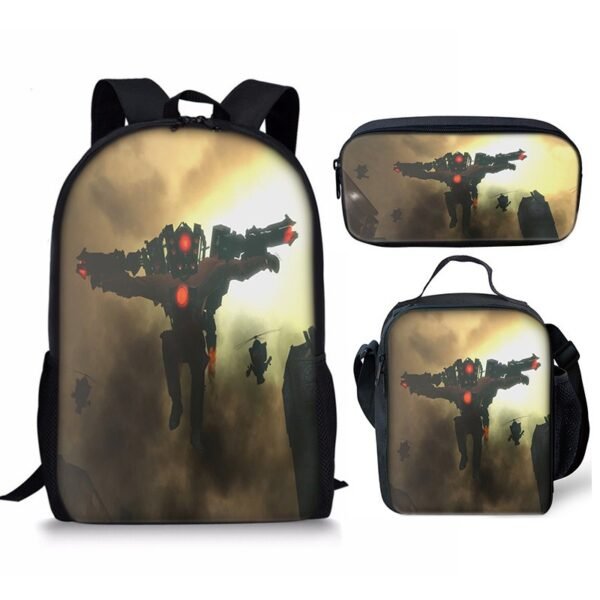 New 3PC-SET Skibidi Toilet Man Backpack Custom Game Peripheral Schoolbags For Primary Secondary School Teenage - Image 13