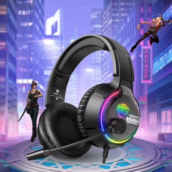 Head mounted gaming headset Soulbytes S19 wired RGB computer headset anchor gaming headset - Image 5