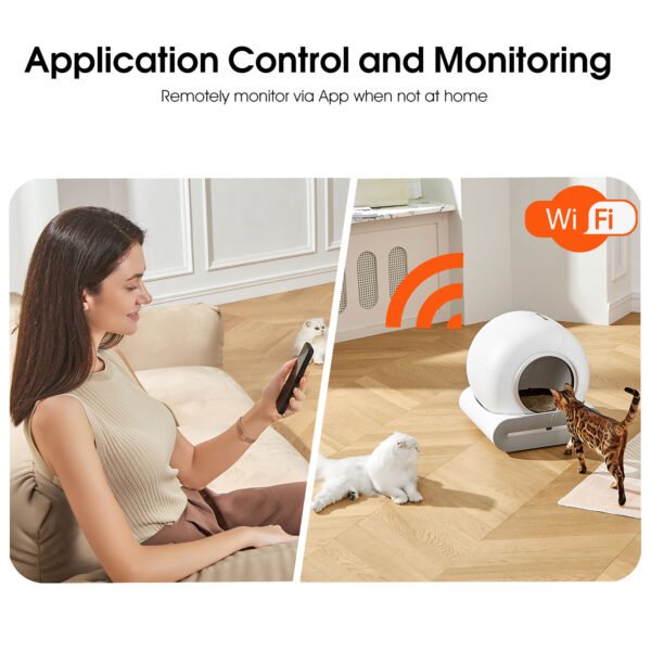 Automatic cleaning, eliminates odors, supports WiFi application control, intelligent automatic cat litter box with padding - Image 4