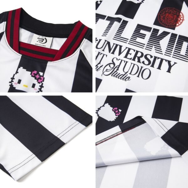Mosaic Printed Cat Stripe Embroidered Short Sleeve Crew Neck T-Shirt Men's Summer Couple Loose Casual Top - Image 4