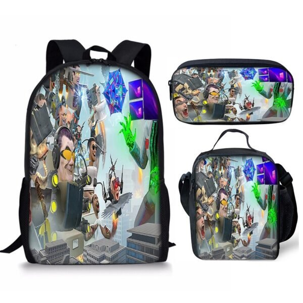 New 3PC-SET Skibidi Toilet Man Backpack Custom Game Peripheral Schoolbags For Primary Secondary School Teenage - Image 11