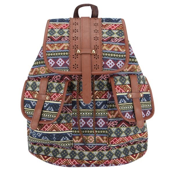 Sansarya New Hollow Out PU Leather Bohemian Vintage Women Backpack Teenage Gilrs School Female Ladies Drawstring Bag Rucksack - Image 3