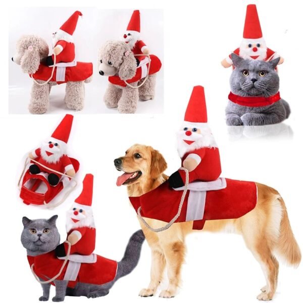 Fashion Designer Large And Medium Santa Dog Christmas Costumes Riding Clothes Transformed Into Santa Claus Clothes - Image 5