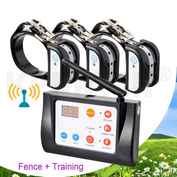 2 in 1   Wireless Electronic Dog Fence System and Dog Training Collar   Beep Shock Vibration Training  for 1/2/3 dogs 6 Sets/lot - Image 4