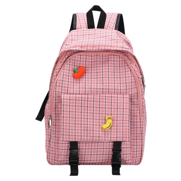 Girls cotton square plaid Japanese style backpack large capacity junior high school high school student schoolbag - Image 6
