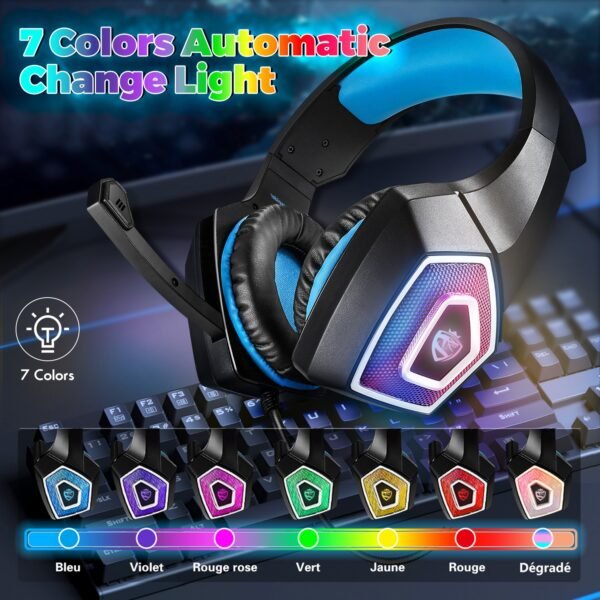 Head mounted gaming headphones colorful RGB wired computer headphones game controller headphones - Image 6