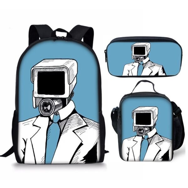 New 3PC-SET Skibidi Toilet Man Backpack Custom Game Peripheral Schoolbags For Primary Secondary School Teenage - Image 3