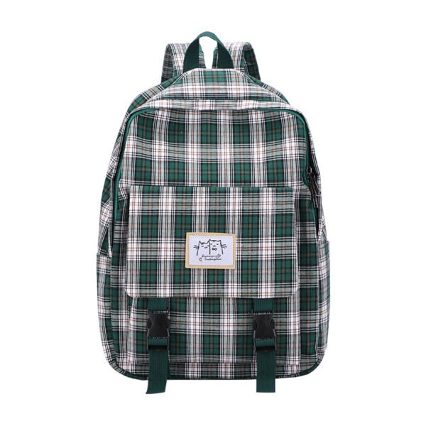 Plaid schoolbag casual girl Harajuku literary style campus backpack high school junior high school student backpack - Image 5