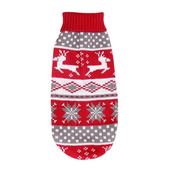 Christmas reindeer maple leaves snowflakes holiday pet clothes high necked knitted sweaters dog and cat clothing jackets - Image 6