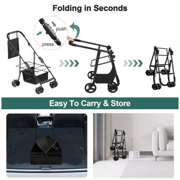 2-in-1 folding dog cart, pet folding cart, four-wheel dog/cat cart, waterproof pad, car seat, sun visor - Image 8