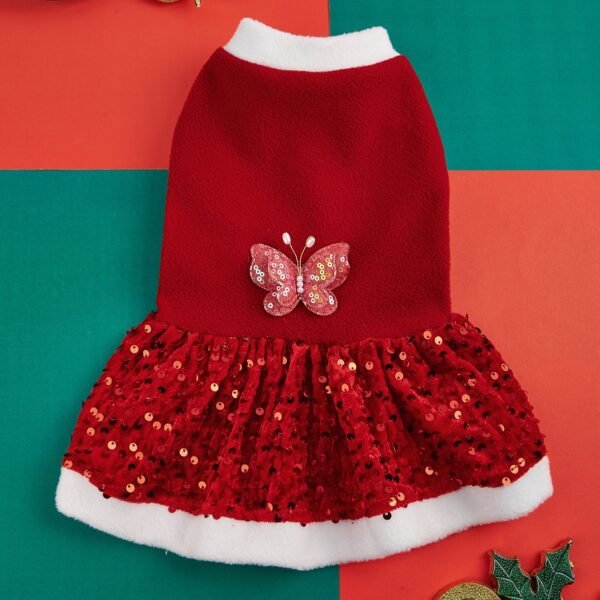 Autumn and Winter New Pet Plush Clothes Christmas Dog Dress Small Dog Teddy Dress Cat Clothes - Image 2