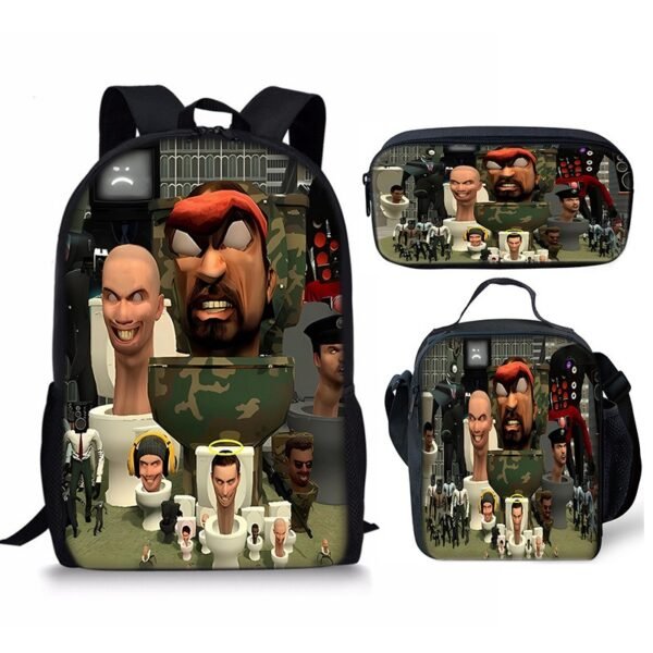 New 3PC-SET Skibidi Toilet Man Backpack Custom Game Peripheral Schoolbags For Primary Secondary School Teenage - Image 20