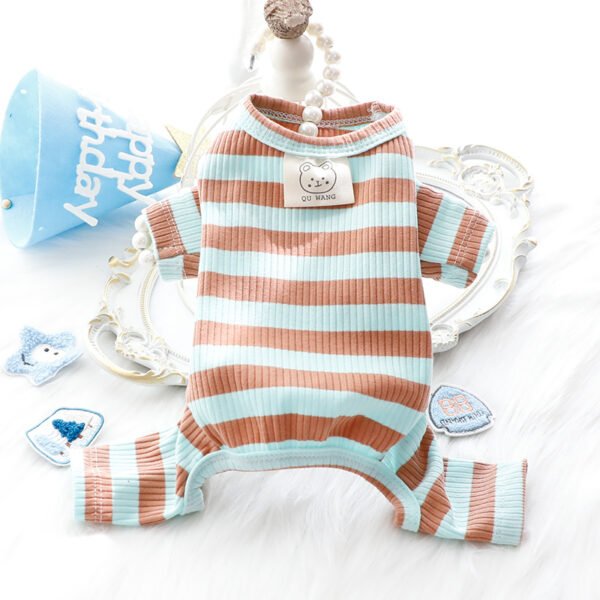 Dog Clothes Spring and Summer Thin Wide Striped Four-legged Home Clothes Bottoming Shirt Small Dog Teddy Pet - Image 4