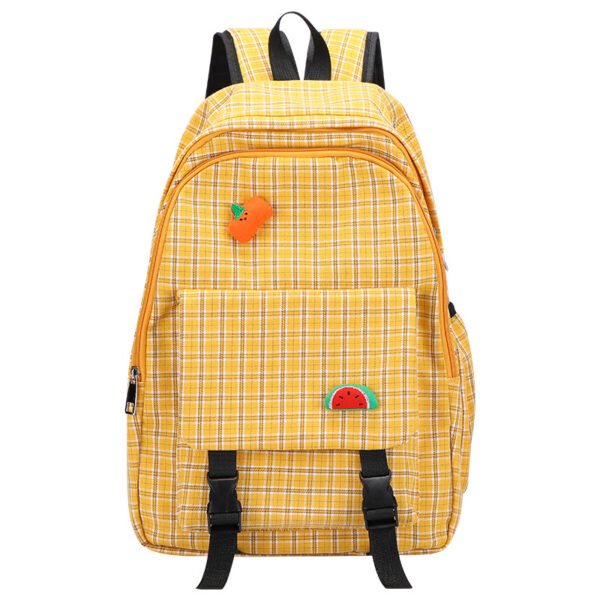 Girls cotton square plaid Japanese style backpack large capacity junior high school high school student schoolbag - Image 5