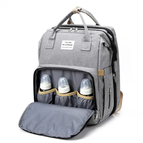 New Outdoor Folding Bag with Baby Can Sleep Mommy Bag Multi-functional Bottle Backpack Diaper Backpack - Image 2