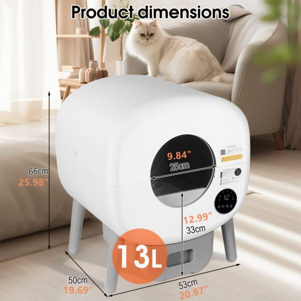 Automatic Smart Cat Litter Box, Large Capacity Self-Cleaning Litter Box with Infrared/Gravity/Ambient Light Function(Model B) - Image 11