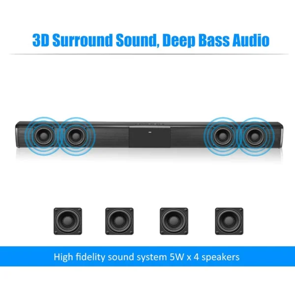 20W TV Sound Bar Wired and Wireless Bluetooth Home Surround SoundBar for PC Theater TV Speaker - Image 2