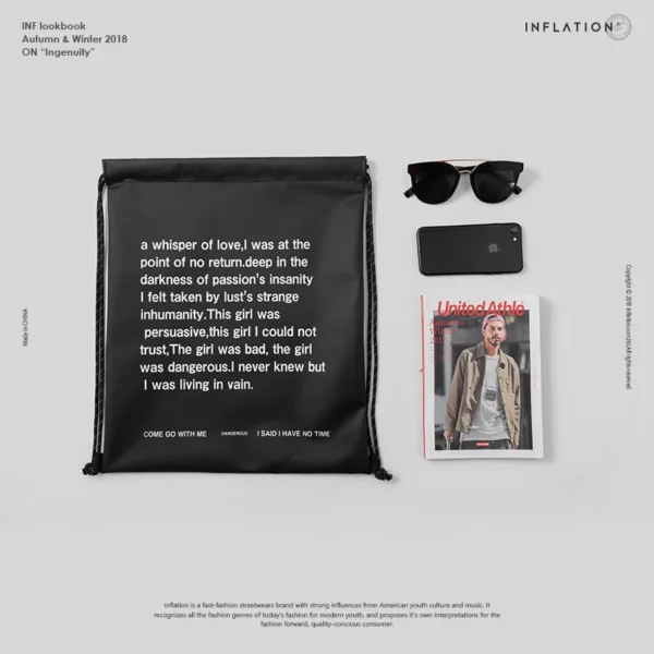 INFLATION Fashion Letter Drawstring Bag Unisex Chest Bag Backpack Clear Transparent Shopping Bag