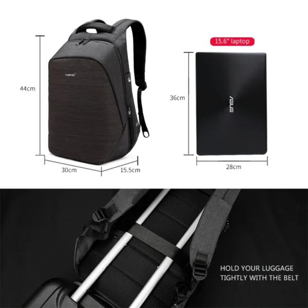 Tigernu anti theft laptop backpack usb charging 15.6 backpacks men slim waterproof school backpack bag - Image 4