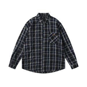 Simple Plaid Long Sleeve Shirt Unisex Loose Casual Versatile Blouse Jacket