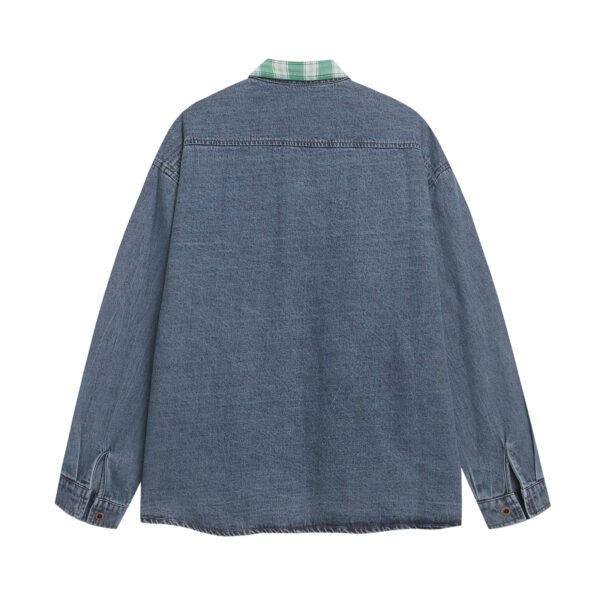 Fun Cartoon Embroidery Denim Long Sleeve Shirt Unisex  Loose Fit All-Match Couple Blouse Jacket - Image 2