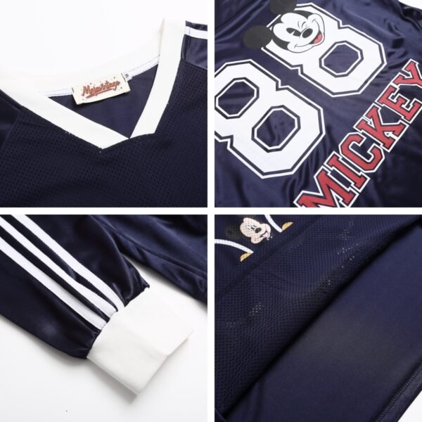 Cartoon Embroidery V-Neck Sweatshirt Unisex Loose Fit Athletic Breathable Jersey - Image 4